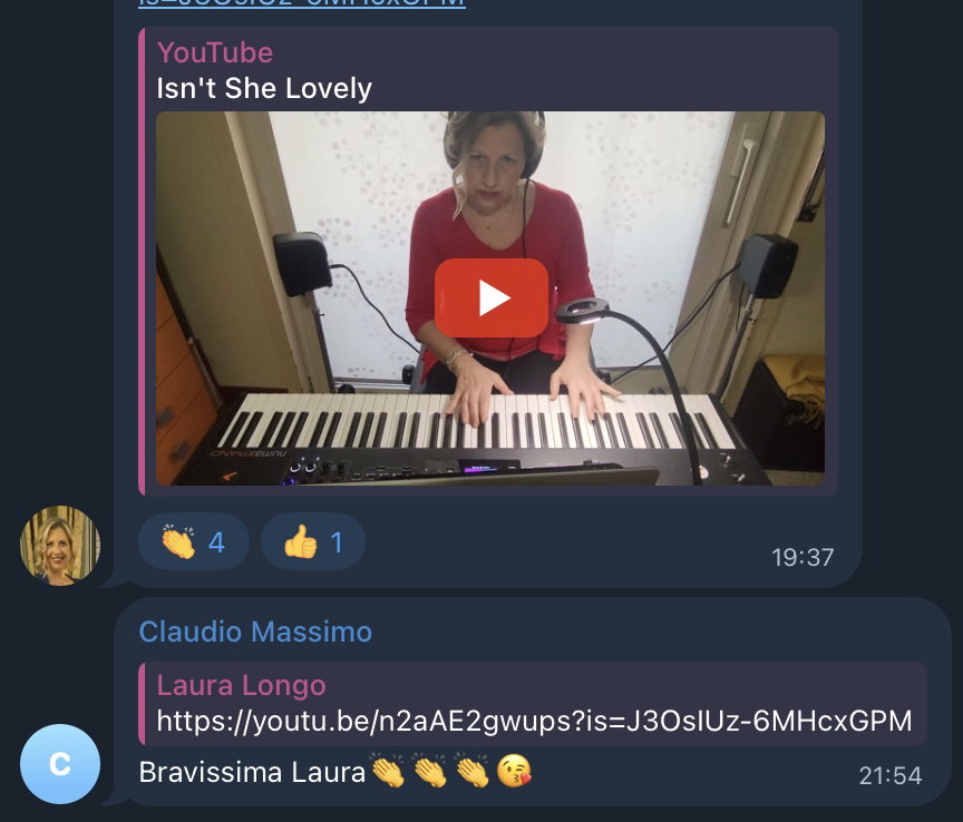 Laura Longo condivide Isn't She Lovely su YouTube