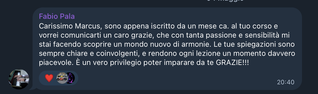 Fabio Pala: dopo un mese, mi stai facendo scoprire un mondo nuovo di armonie