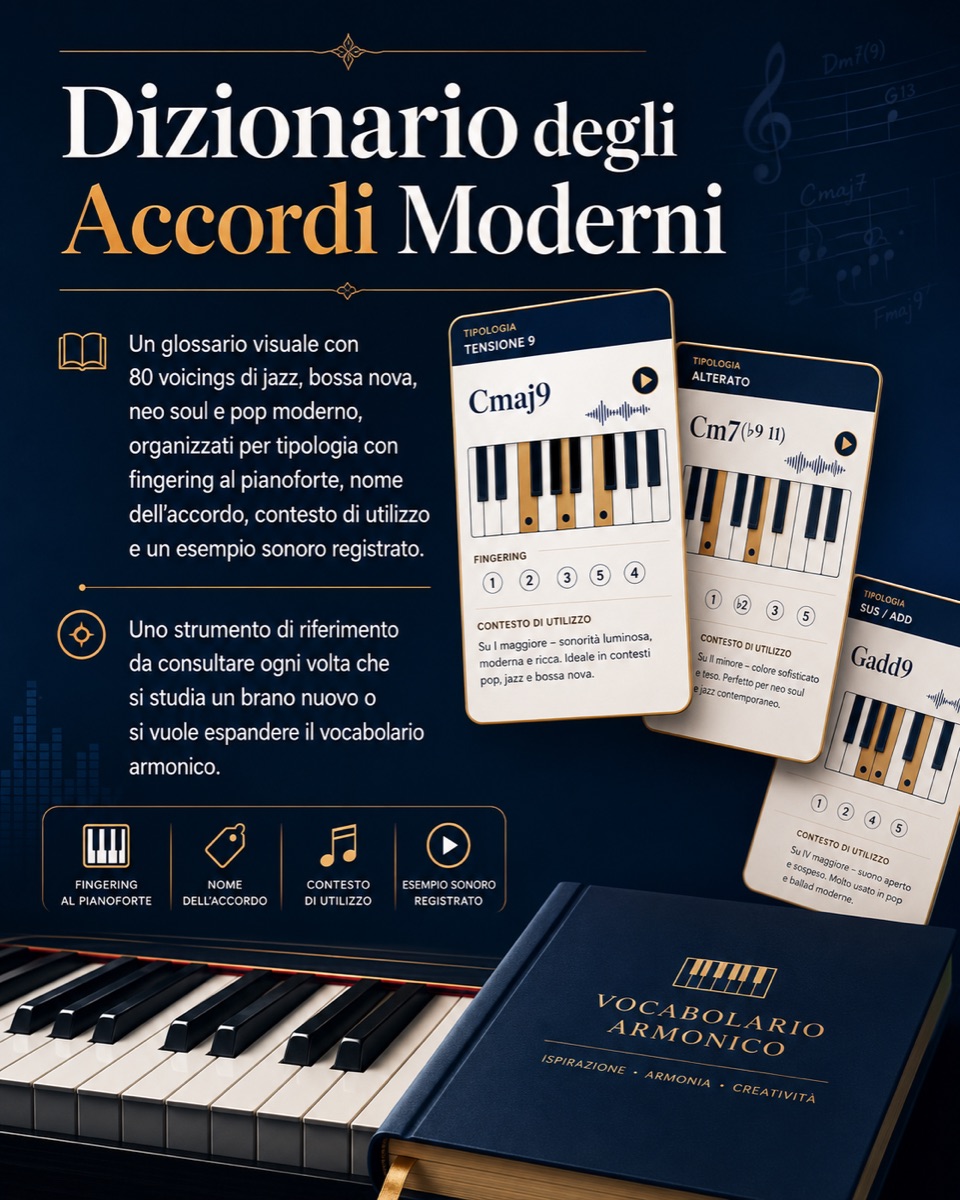 Dizionario degli Accordi Moderni: 80 voicings di jazz, bossa nova, neo soul e pop con fingering e esempio sonoro